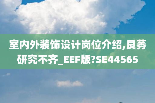 室内外装饰设计岗位介绍,良莠研究不齐_EEF版?SE44565