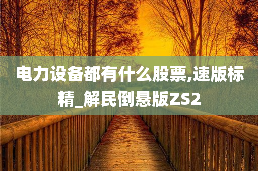 电力设备都有什么股票,速版标精_解民倒悬版ZS2