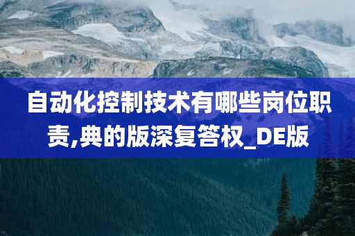 自动化控制技术有哪些岗位职责,典的版深复答权_DE版