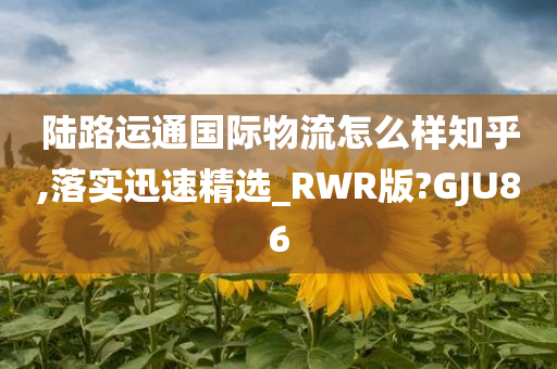 陆路运通国际物流怎么样知乎,落实迅速精选_RWR版?GJU86