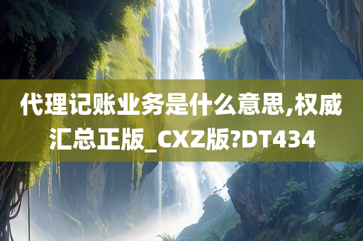 代理记账业务是什么意思,权威汇总正版_CXZ版?DT434