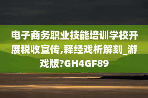 电子商务职业技能培训学校开展税收宣传,释经戏析解刻_游戏版?GH4GF89