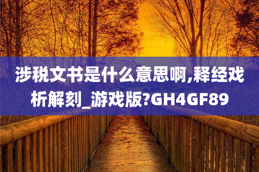 涉税文书是什么意思啊,释经戏析解刻_游戏版?GH4GF89