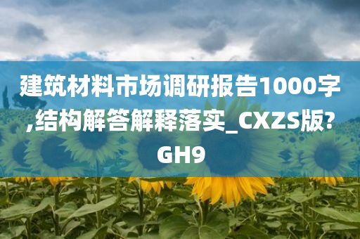 建筑材料市场调研报告1000字,结构解答解释落实_CXZS版?GH9