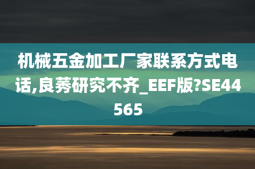 机械五金加工厂家联系方式电话,良莠研究不齐_EEF版?SE44565