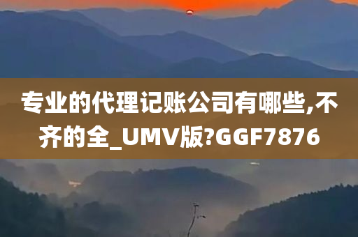 专业的代理记账公司有哪些,不齐的全_UMV版?GGF7876