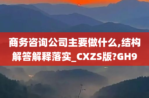 商务咨询公司主要做什么,结构解答解释落实_CXZS版?GH9