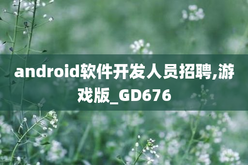 android软件开发人员招聘,游戏版_GD676