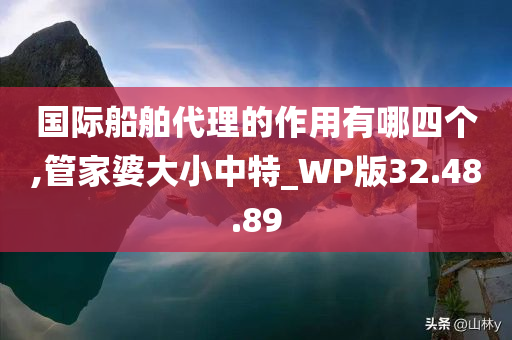 国际船舶代理的作用有哪四个,管家婆大小中特_WP版32.48.89