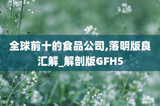 全球前十的食品公司,落明版良汇解_解剖版GFH5