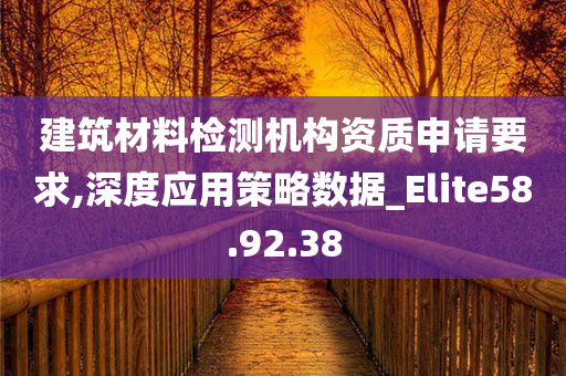 建筑材料检测机构资质申请要求,深度应用策略数据_Elite58.92.38