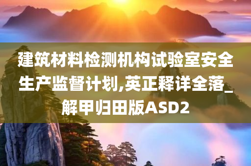 建筑材料检测机构试验室安全生产监督计划,英正释详全落_解甲归田版ASD2