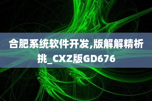 合肥系统软件开发,版解解精析挑_CXZ版GD676