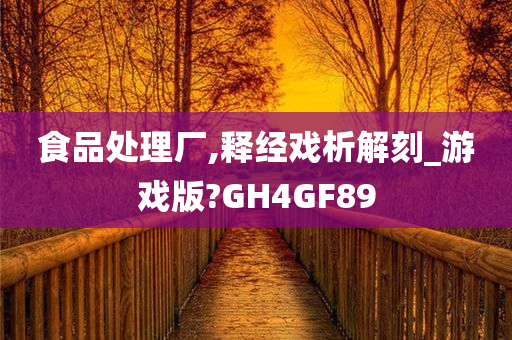 食品处理厂,释经戏析解刻_游戏版?GH4GF89