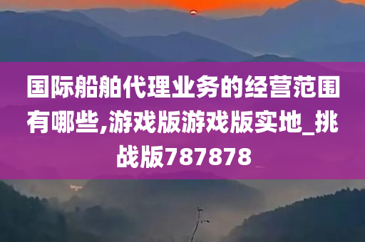 国际船舶代理业务的经营范围有哪些,游戏版游戏版实地_挑战版787878