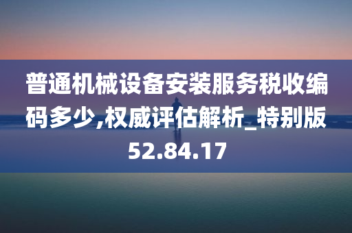 普通机械设备安装服务税收编码多少,权威评估解析_特别版52.84.17