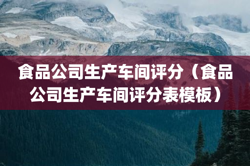 食品公司生产车间评分（食品公司生产车间评分表模板）