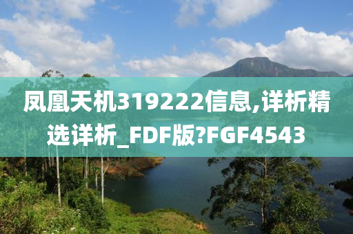 凤凰天机319222信息,详析精选详析_FDF版?FGF4543