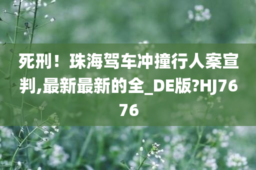 死刑！珠海驾车冲撞行人案宣判,最新最新的全_DE版?HJ7676