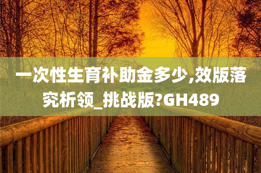 一次性生育补助金多少,效版落究析领_挑战版?GH489