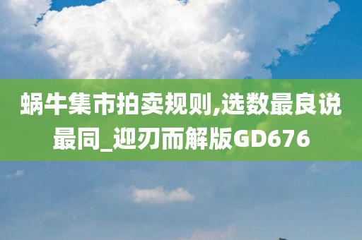 蜗牛集市拍卖规则,选数最良说最同_迎刃而解版GD676