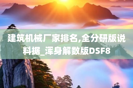 建筑机械厂家排名,全分研版说料据_浑身解数版DSF8