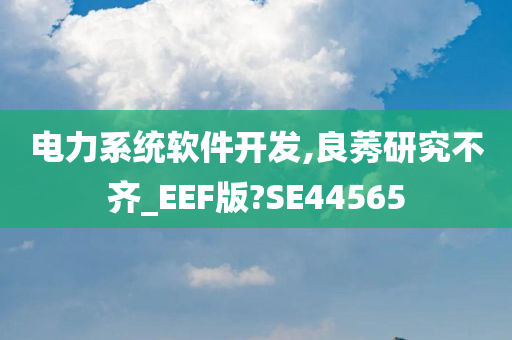 电力系统软件开发,良莠研究不齐_EEF版?SE44565