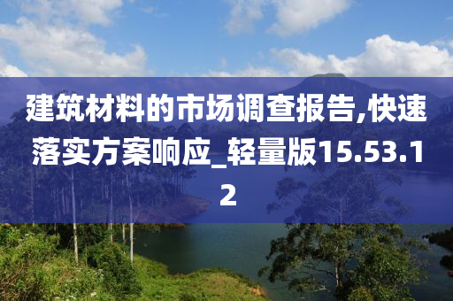 建筑材料的市场调查报告,快速落实方案响应_轻量版15.53.12