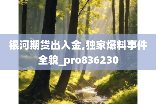 银河期货出入金,独家爆料事件全貌_pro836230