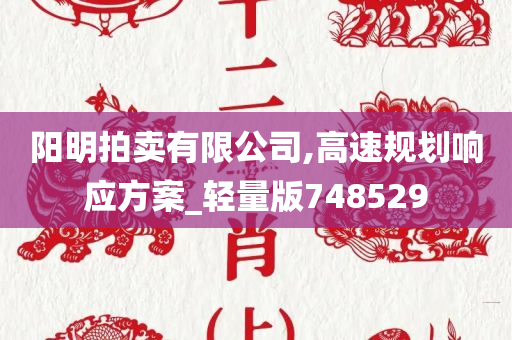 阳明拍卖有限公司,高速规划响应方案_轻量版748529