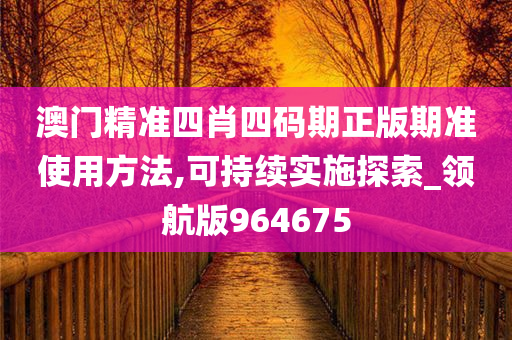 澳门精准四肖四码期正版期准使用方法,可持续实施探索_领航版964675