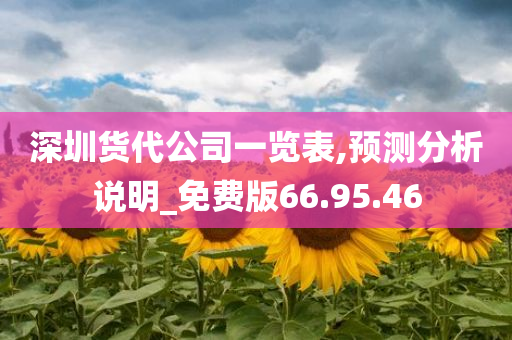 深圳货代公司一览表,预测分析说明_免费版66.95.46