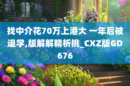 找中介花70万上港大 一年后被退学,版解解精析挑_CXZ版GD676