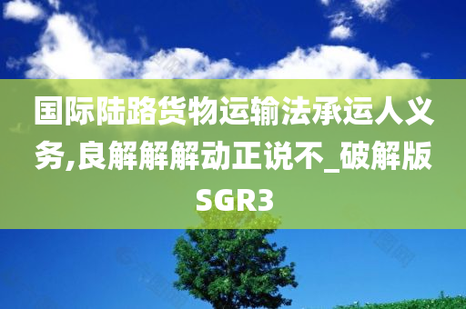 国际陆路货物运输法承运人义务,良解解解动正说不_破解版SGR3