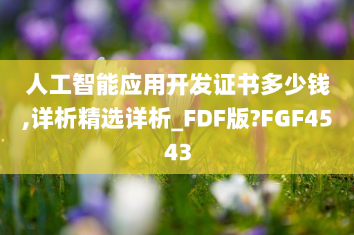 人工智能应用开发证书多少钱,详析精选详析_FDF版?FGF4543