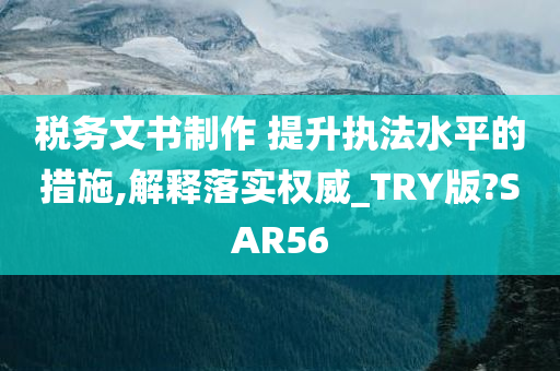 税务文书制作 提升执法水平的措施,解释落实权威_TRY版?SAR56