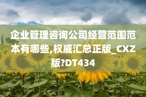 企业管理咨询公司经营范围范本有哪些,权威汇总正版_CXZ版?DT434