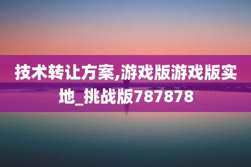 技术转让方案,游戏版游戏版实地_挑战版787878