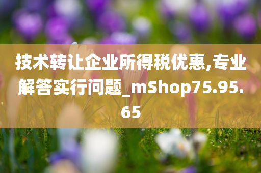 技术转让企业所得税优惠,专业解答实行问题_mShop75.95.65