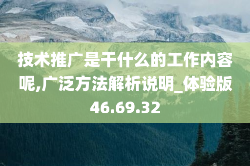 技术推广是干什么的工作内容呢,广泛方法解析说明_体验版46.69.32