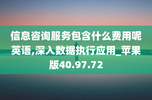 信息咨询服务包含什么费用呢英语,深入数据执行应用_苹果版40.97.72