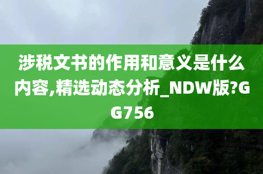 涉税文书的作用和意义是什么内容,精选动态分析_NDW版?GG756