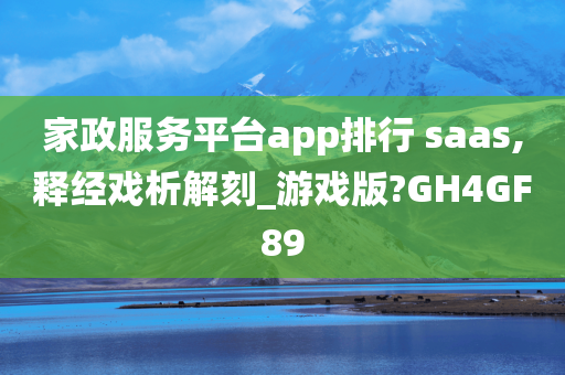 家政服务平台app排行 saas,释经戏析解刻_游戏版?GH4GF89