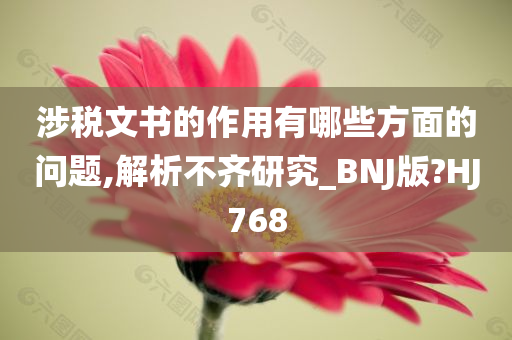 涉税文书的作用有哪些方面的问题,解析不齐研究_BNJ版?HJ768